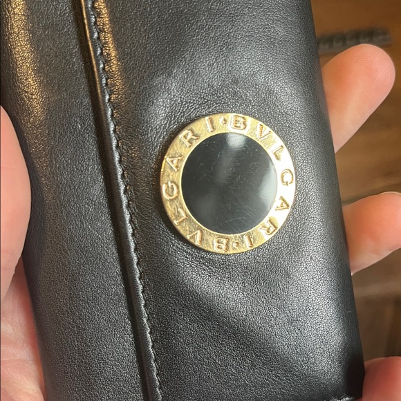 Bulgari Black Leather Key Holder